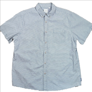 Rowm 100% Cotton Blue Geometric Print Short Sleeve Button Down Shirt Size XL